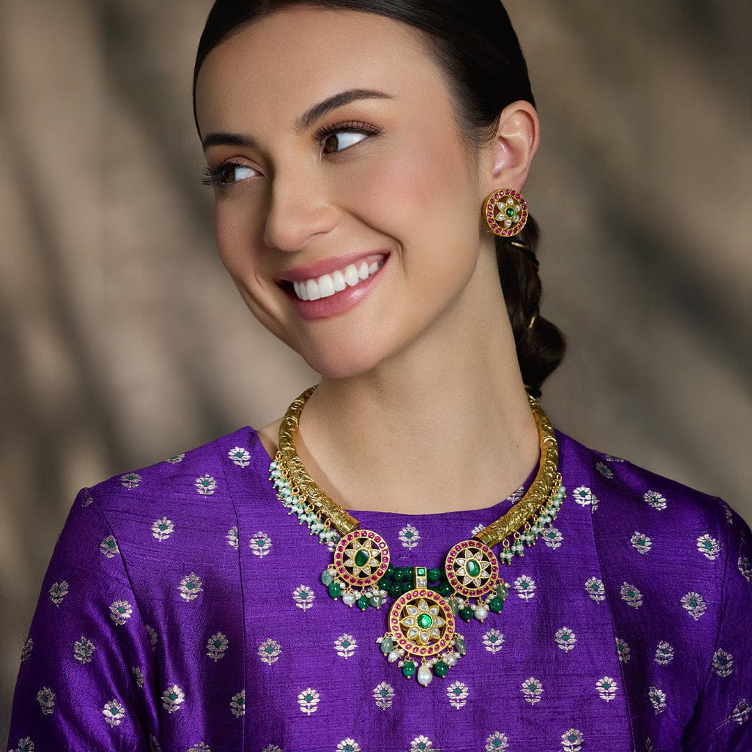 Kundan Floral Choker Necklace - Image 2
