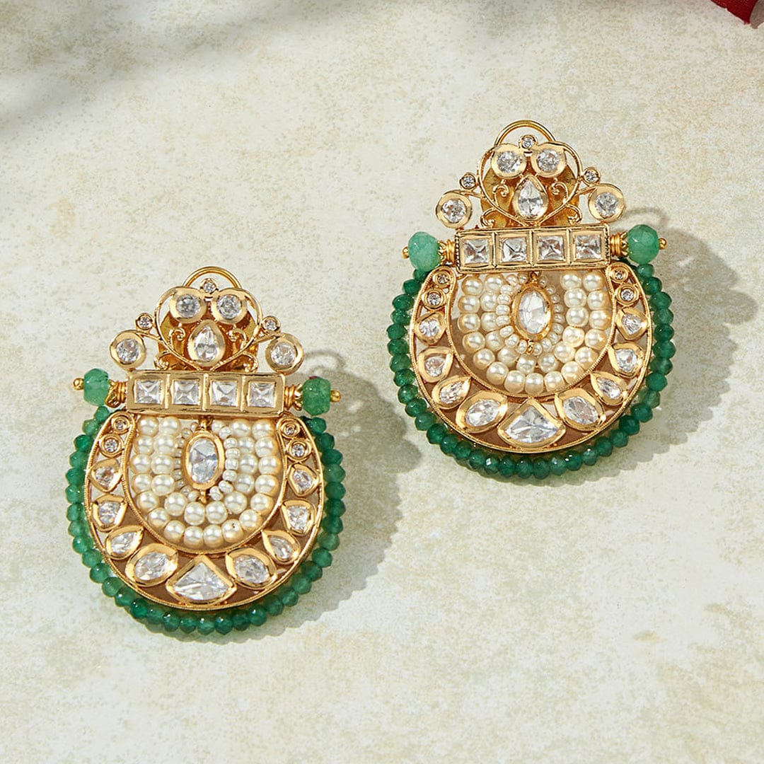 Kundan Polki Pearl Earrings - Image 4