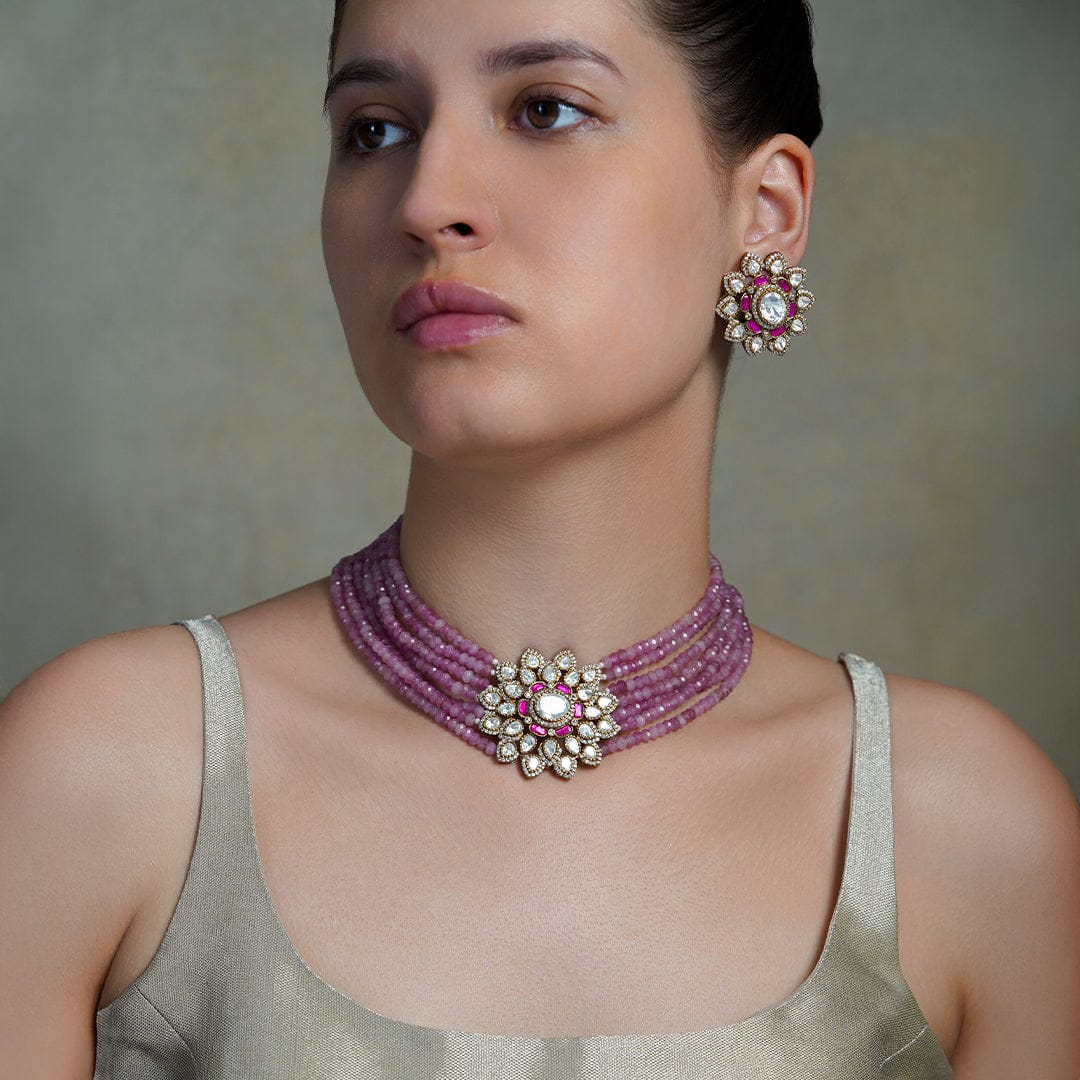 Lilac Glow Floral Choker Set - Image 2