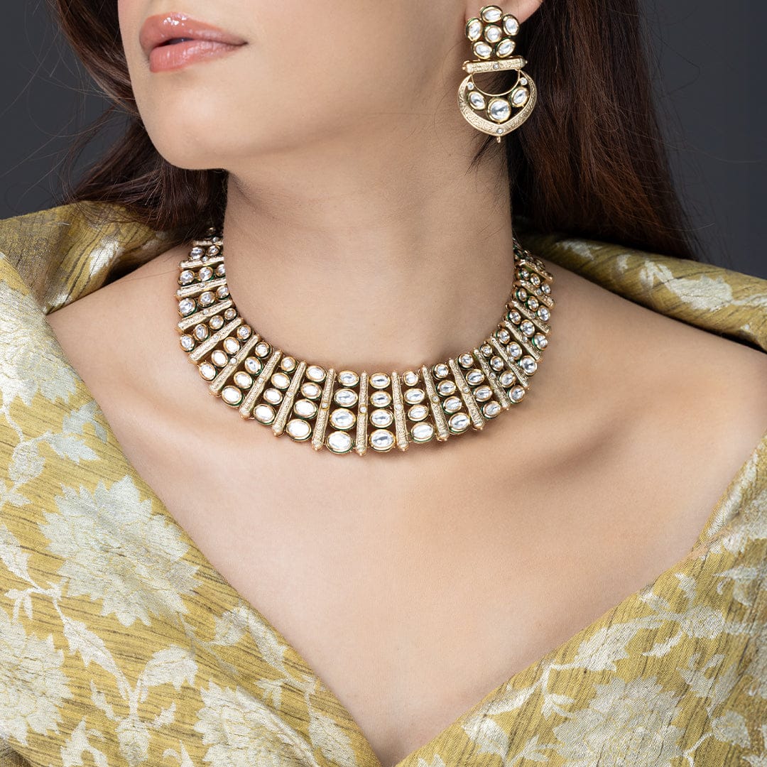 Lustrous Mirror-Work Necklace Set