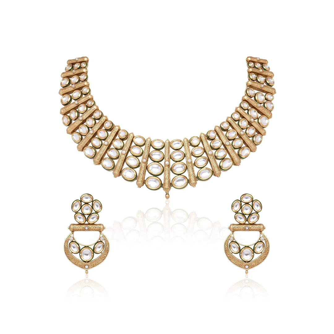 Lustrous Mirror-Work Necklace Set - Image 2
