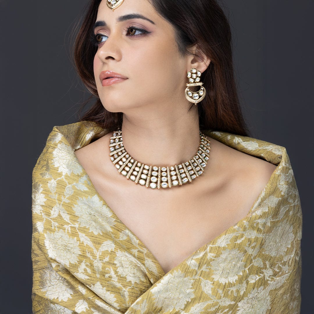 Lustrous Mirror-Work Necklace Set - Image 3