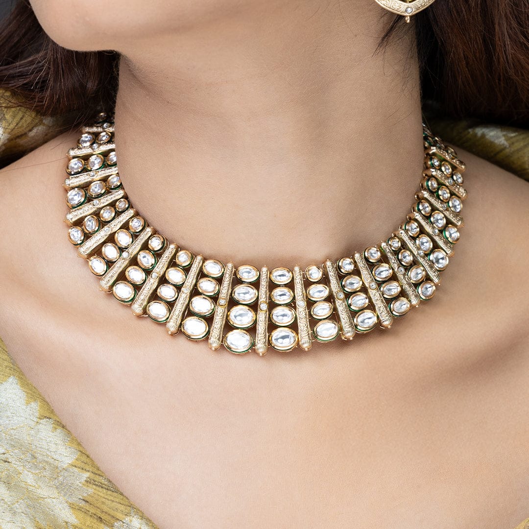 Lustrous Mirror-Work Necklace Set - Image 4