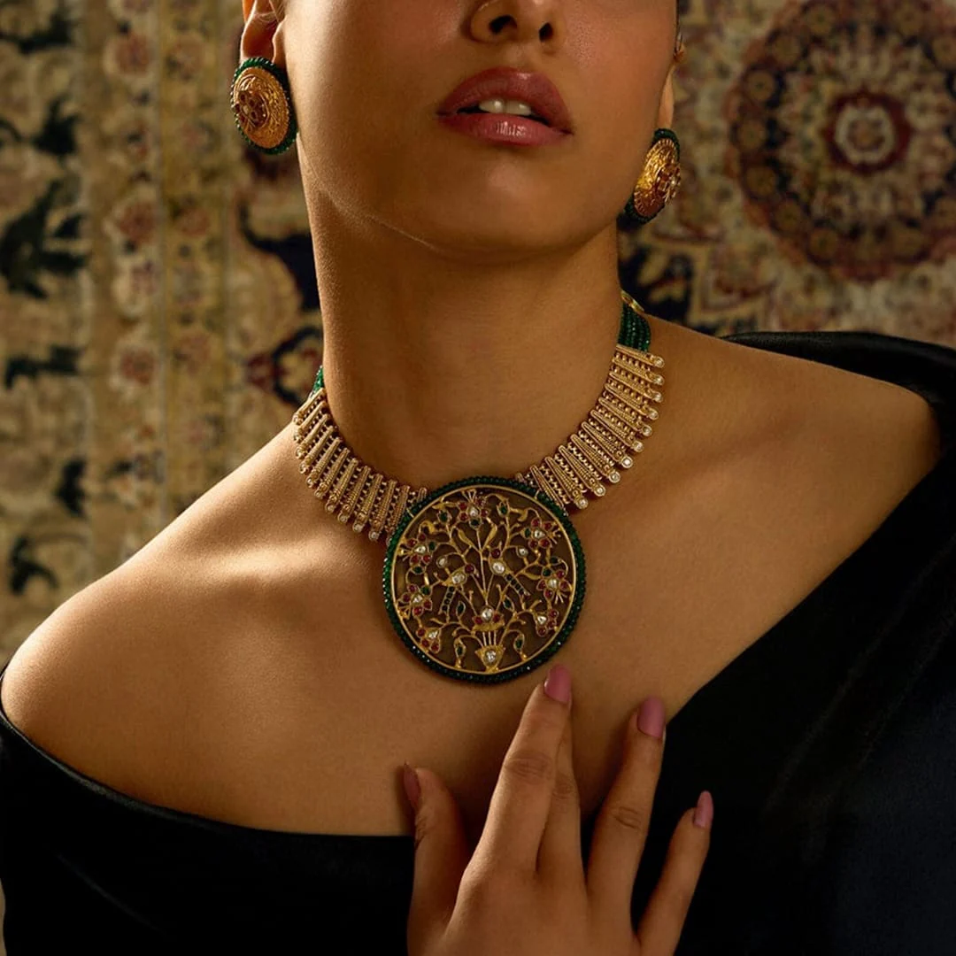 Majestic Golden Fusion Necklace Set