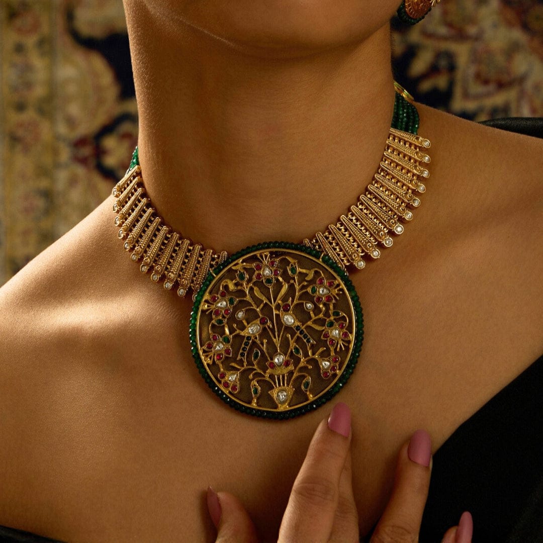Majestic Golden Fusion Necklace Set - Image 2
