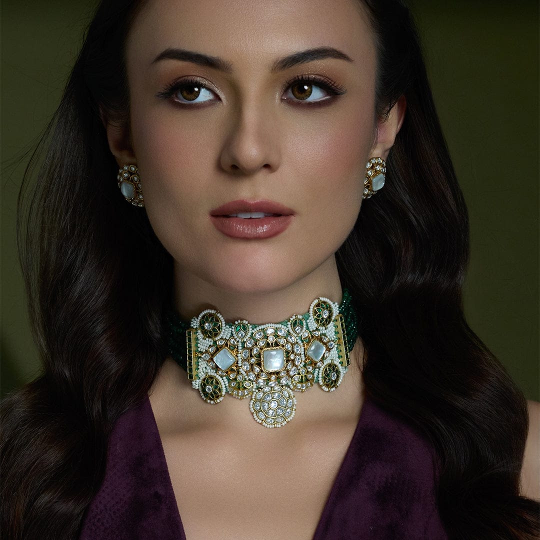 Meher Emerald Choker Set - Image 3