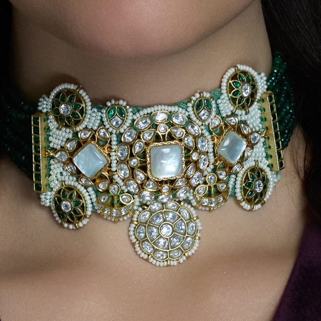 Meher Emerald Choker Set - Image 4