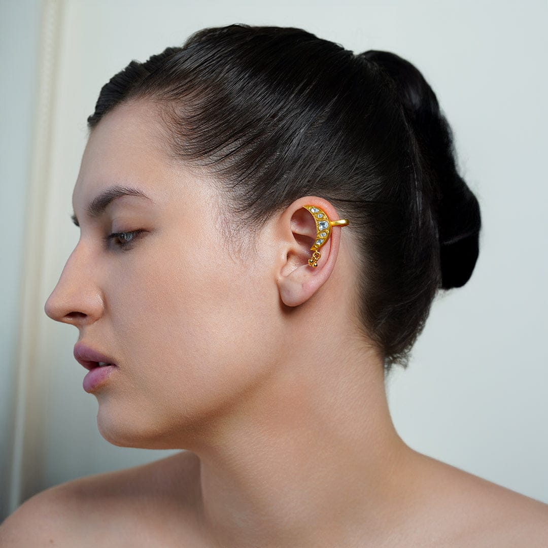 Moonlight Crescent Ear Cuff Earrings - Image 2