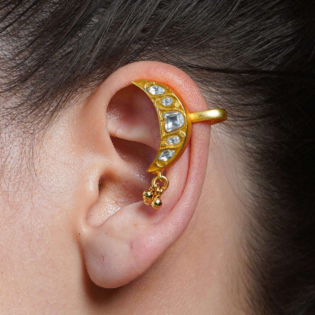 Moonlight Crescent Ear Cuff Earrings - Image 3