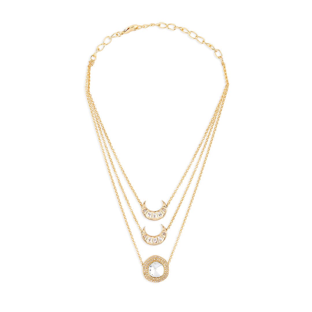 Mozanite Polki Necklace In Gold Tone - Image 3