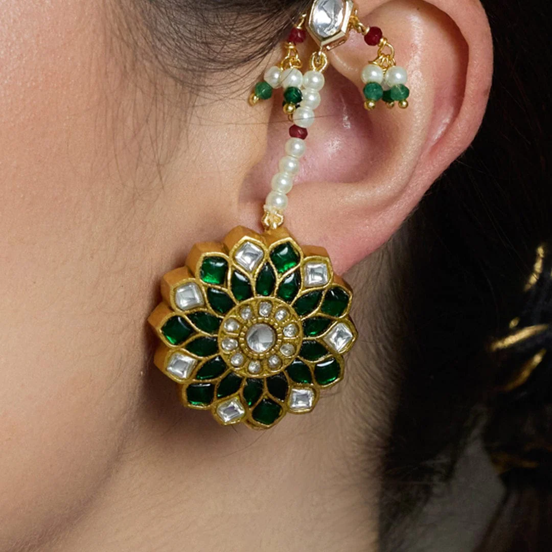Mughal Charm Kundan Ear rings - Image 3