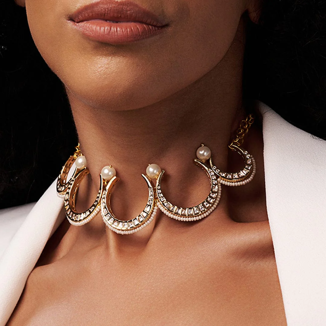 Multi Polki Choker Necklace - Image 4