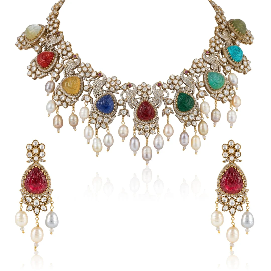 Multi-Stone Garland Necklace Set - Image 4