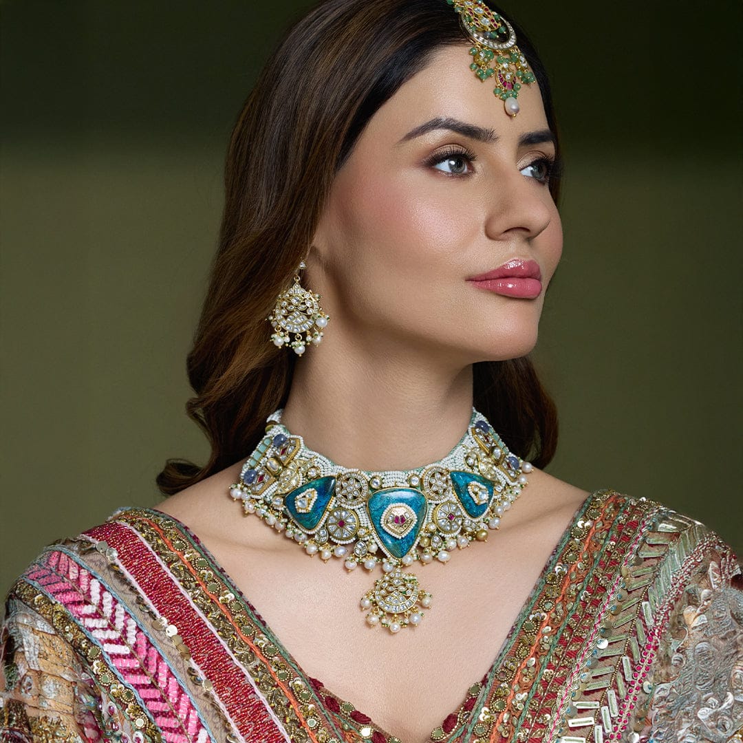 Neelaya Heritage Enamel Necklace Set - Image 3