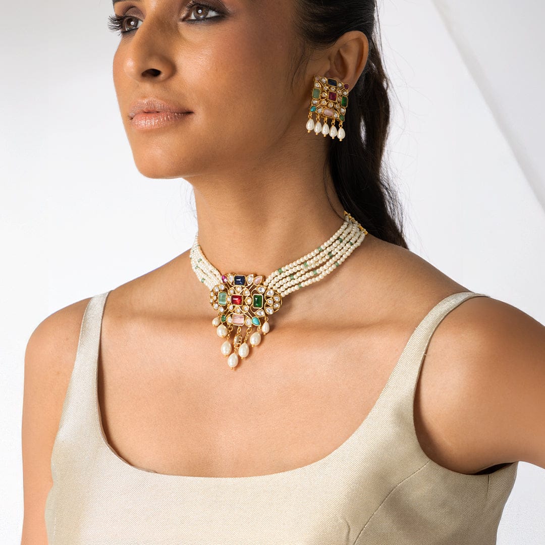 Ornate Multi-Stone Necklace Set - Image 2