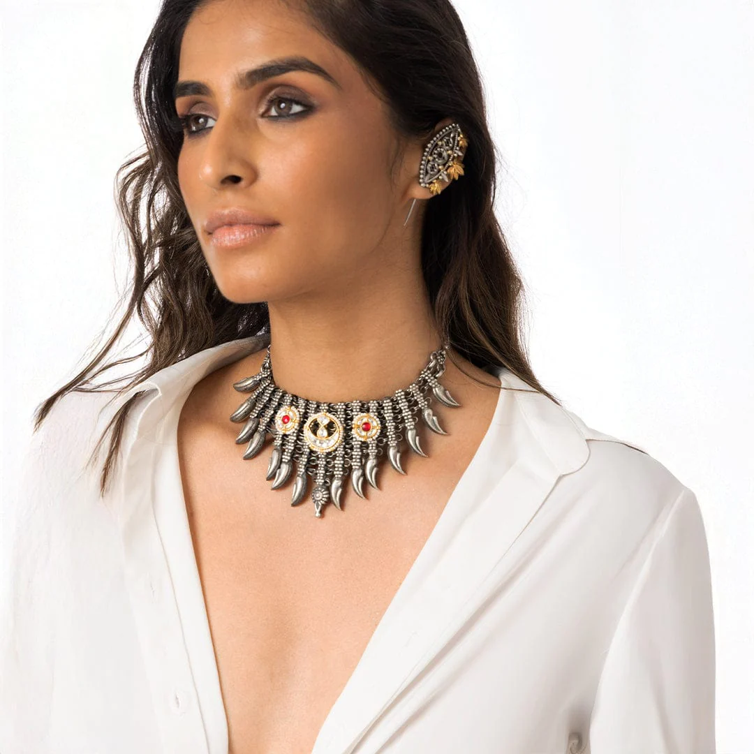 Ornate Tribal Statement Necklace - Image 2