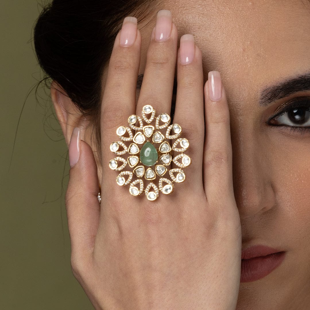 Pear-Cut & Polki Cluster Ring