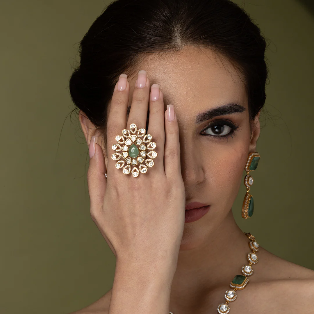 Pear-Cut & Polki Cluster Ring - Image 2