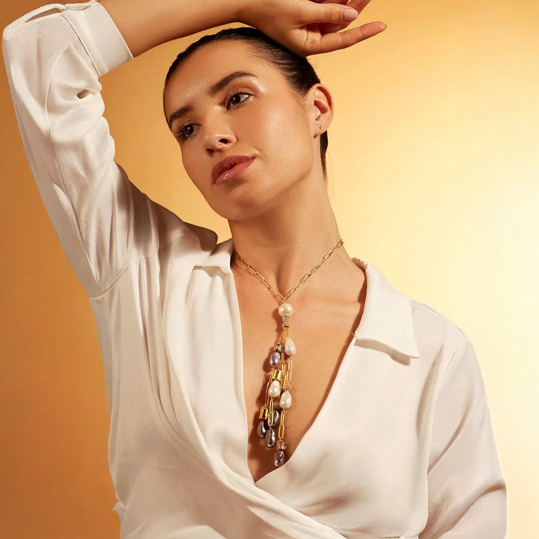Pearl Rain Lariat Necklace