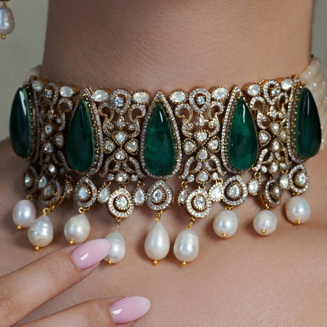 Pearla Verd Fringe Choker Set - Image 3