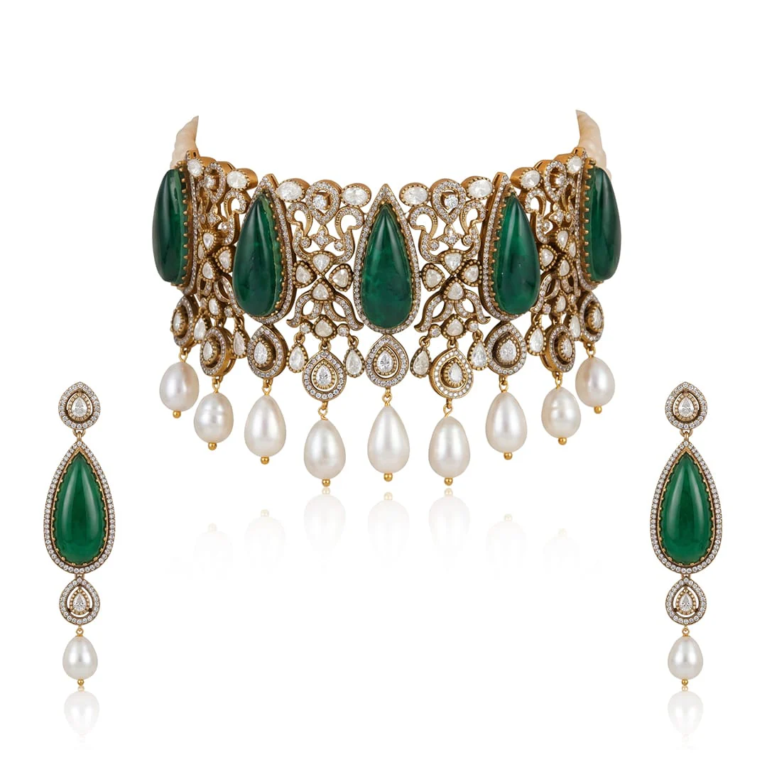 Pearla Verd Fringe Choker Set - Image 4