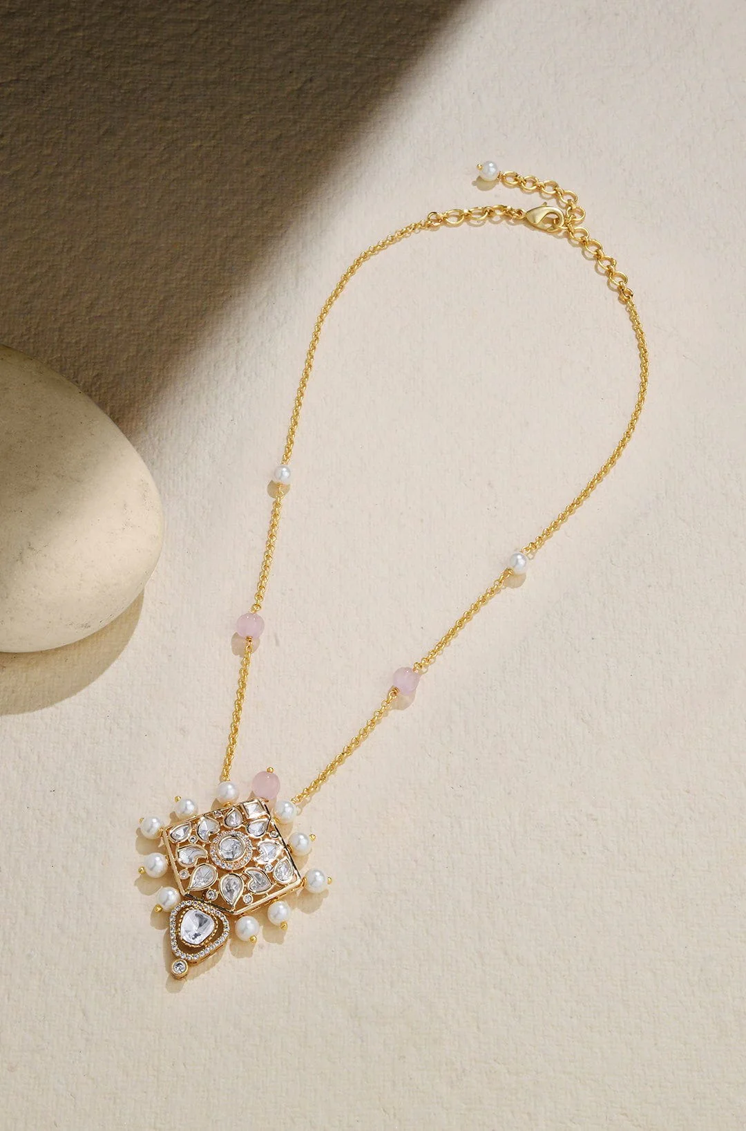 Petite Pearl Polki Pendant Necklace