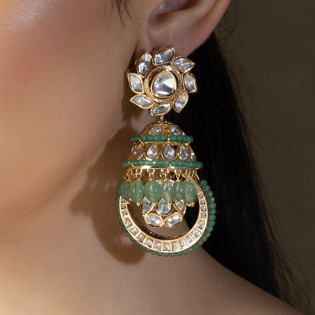 Played Polki Beaded Jhumka Earrings - Image 3