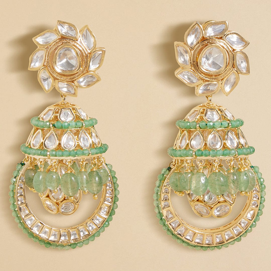 Played Polki Beaded Jhumka Earrings - Image 4