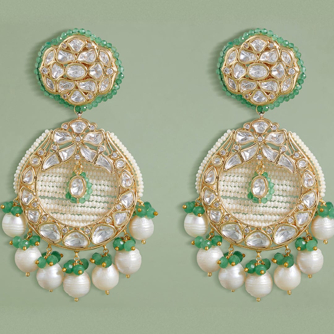 Polki And Pearl Drop Earrings - Image 3