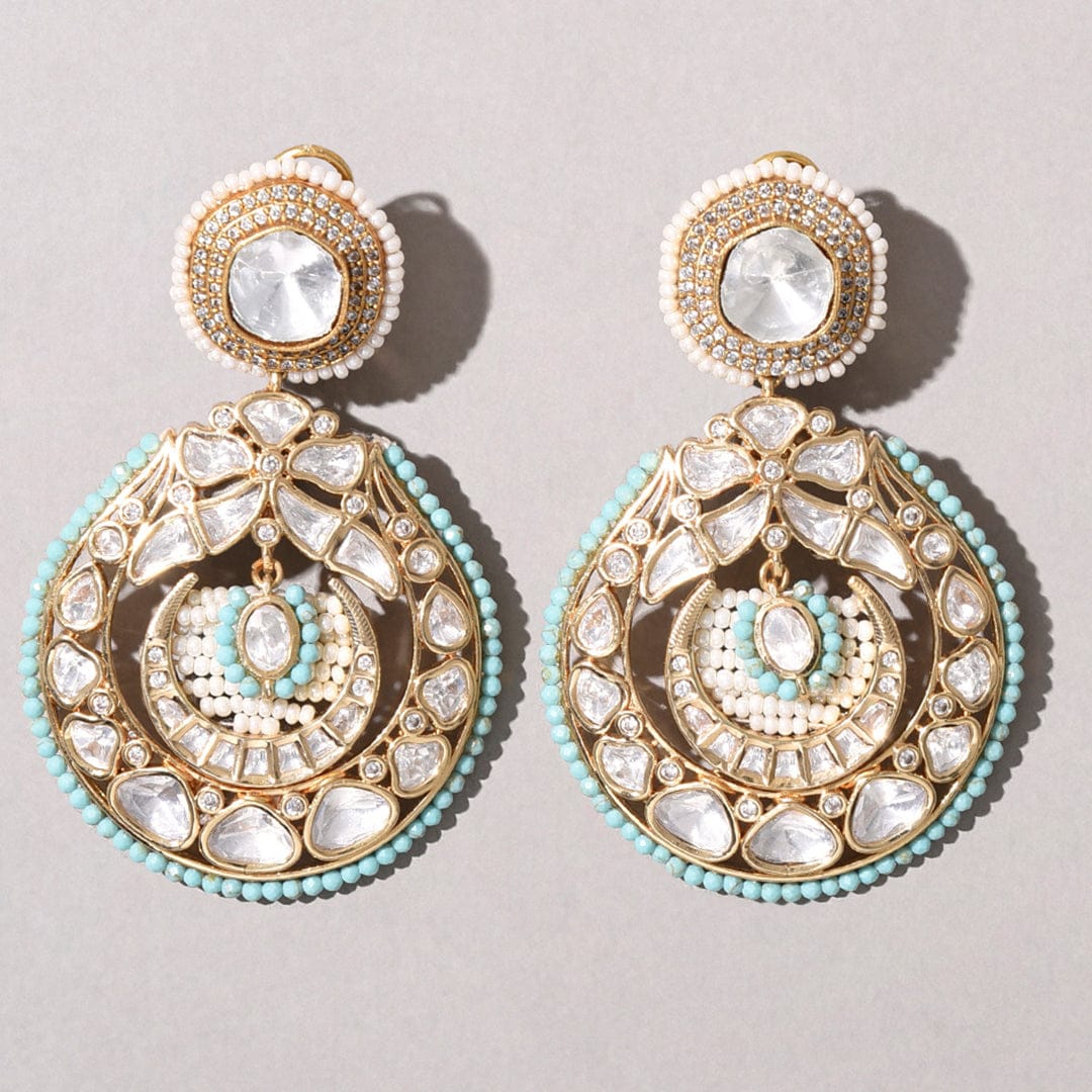Polki And Pearl Drop Earrings - Image 3
