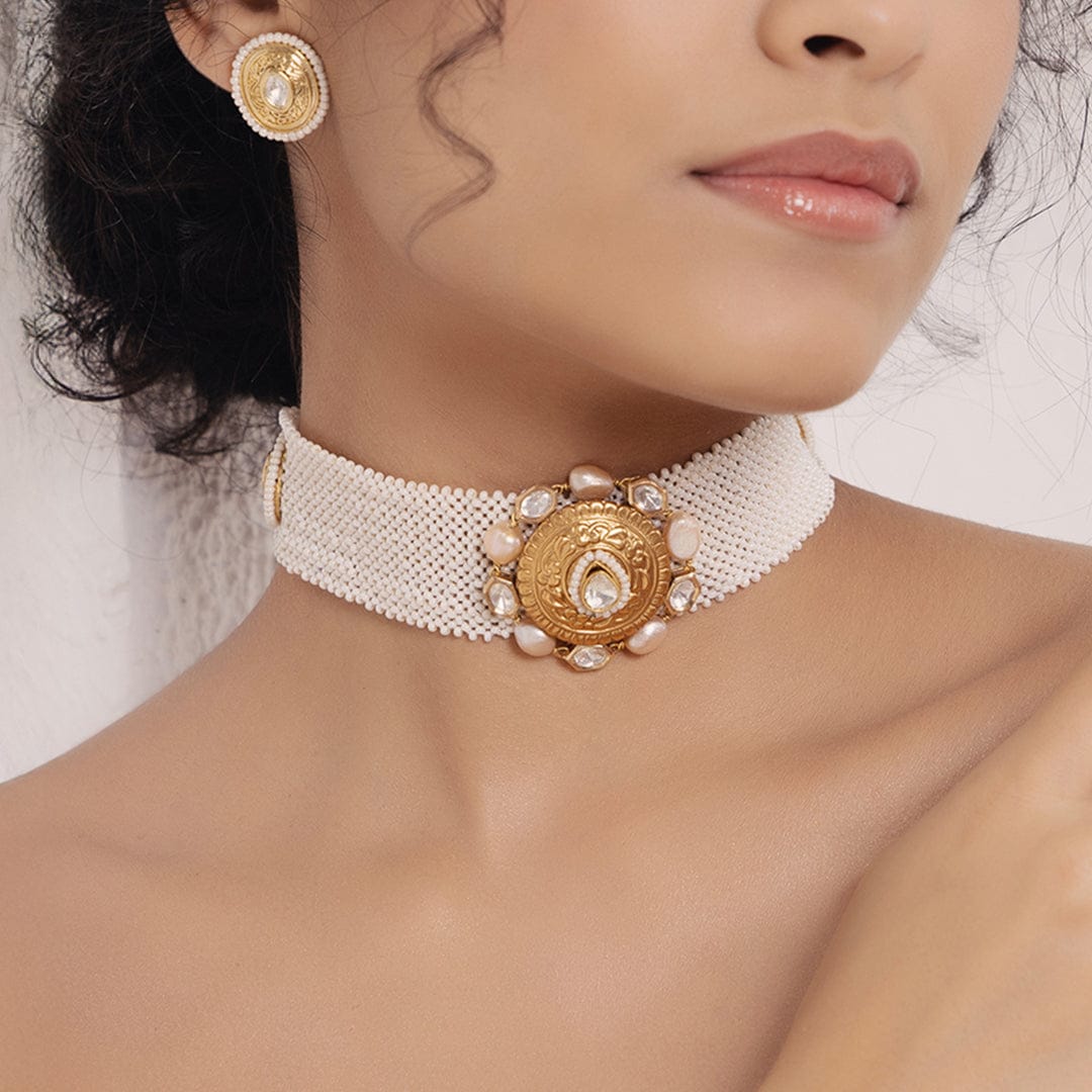 Polki-Pearl Elegant Choker Necklace Set