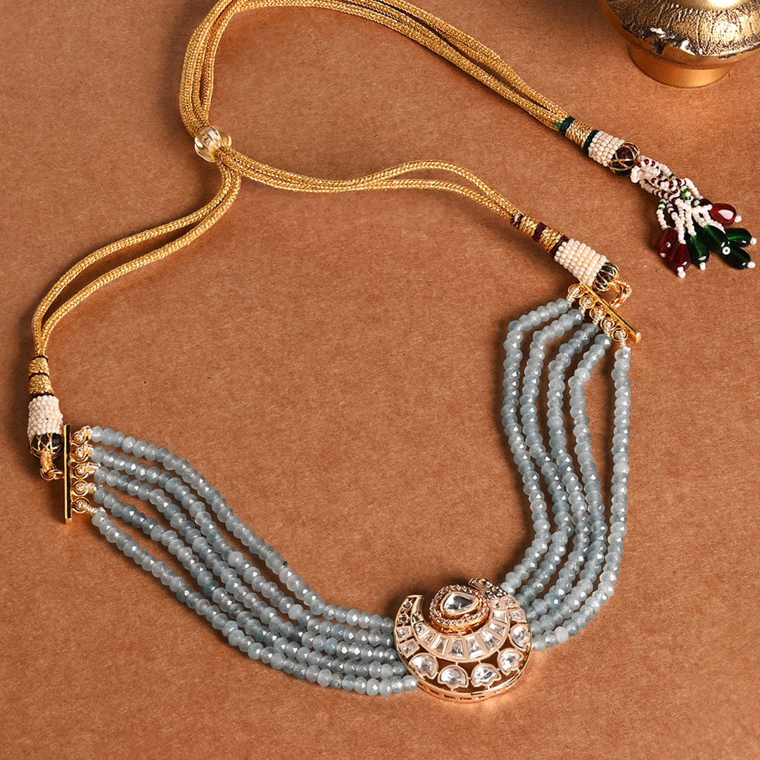 Posh Blue Choker With Earrings - Image 3