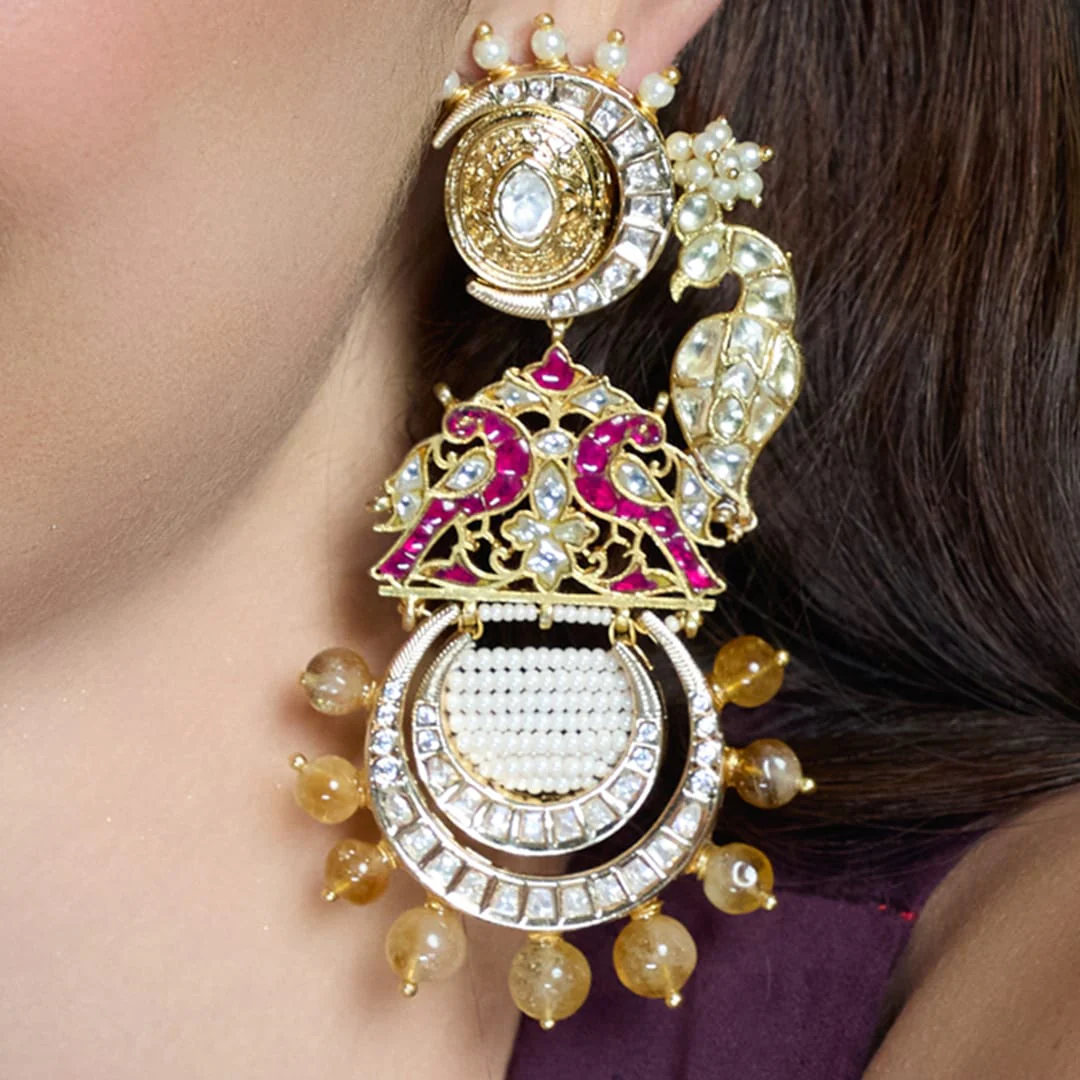 Radiant Royal Peacock Earrings - Image 3