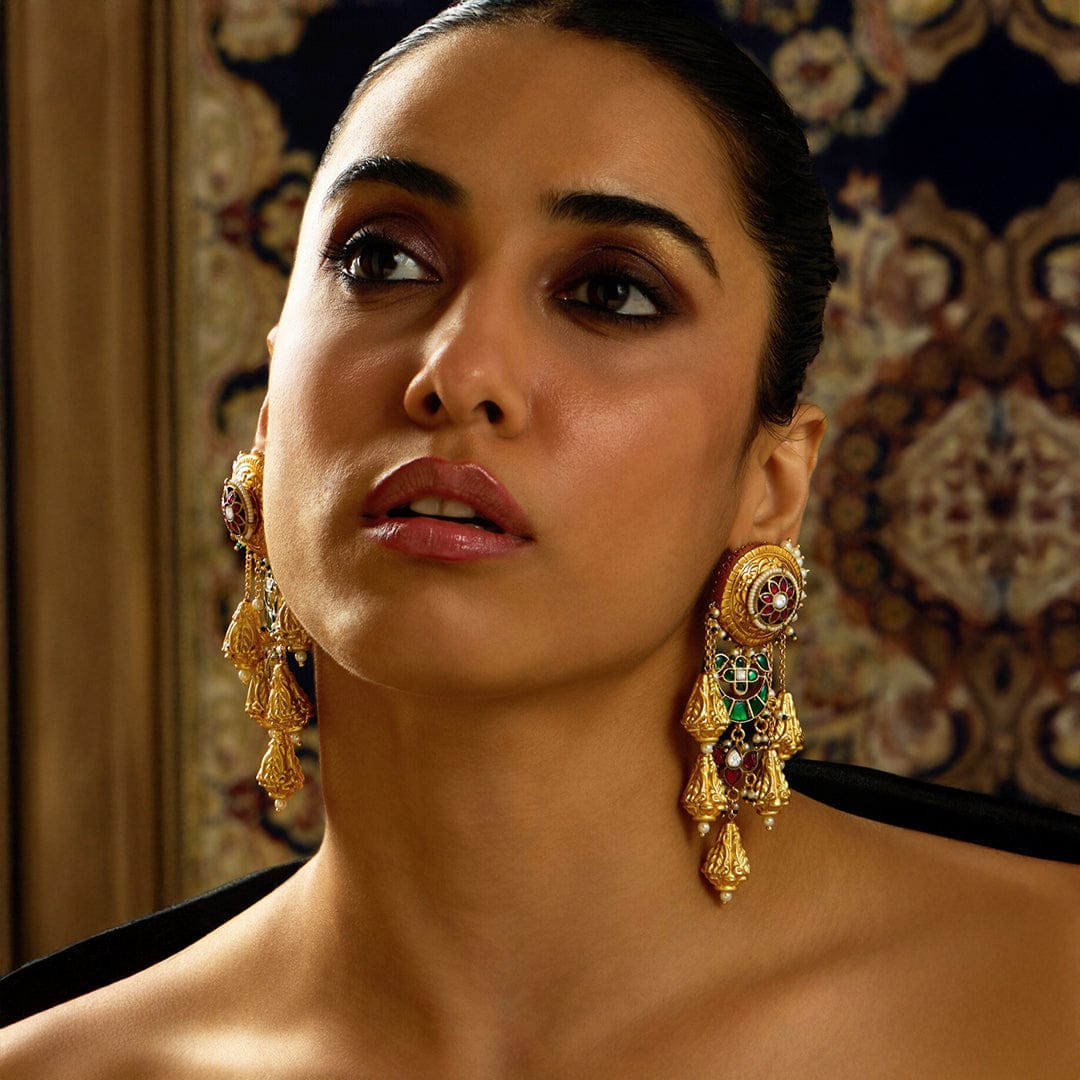 Rajwadi Elegance Round Dangle Earring - Image 2