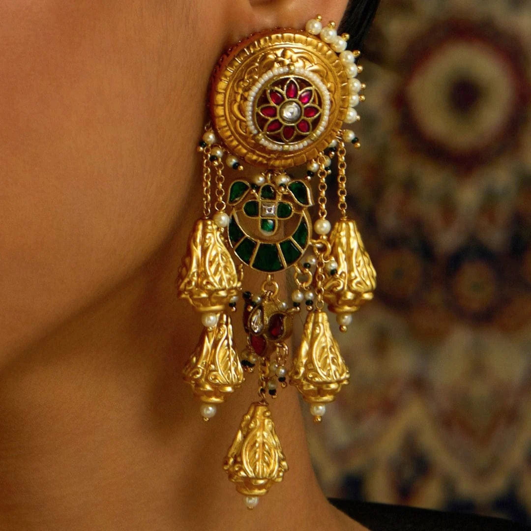 Rajwadi Elegance Round Dangle Earring - Image 3