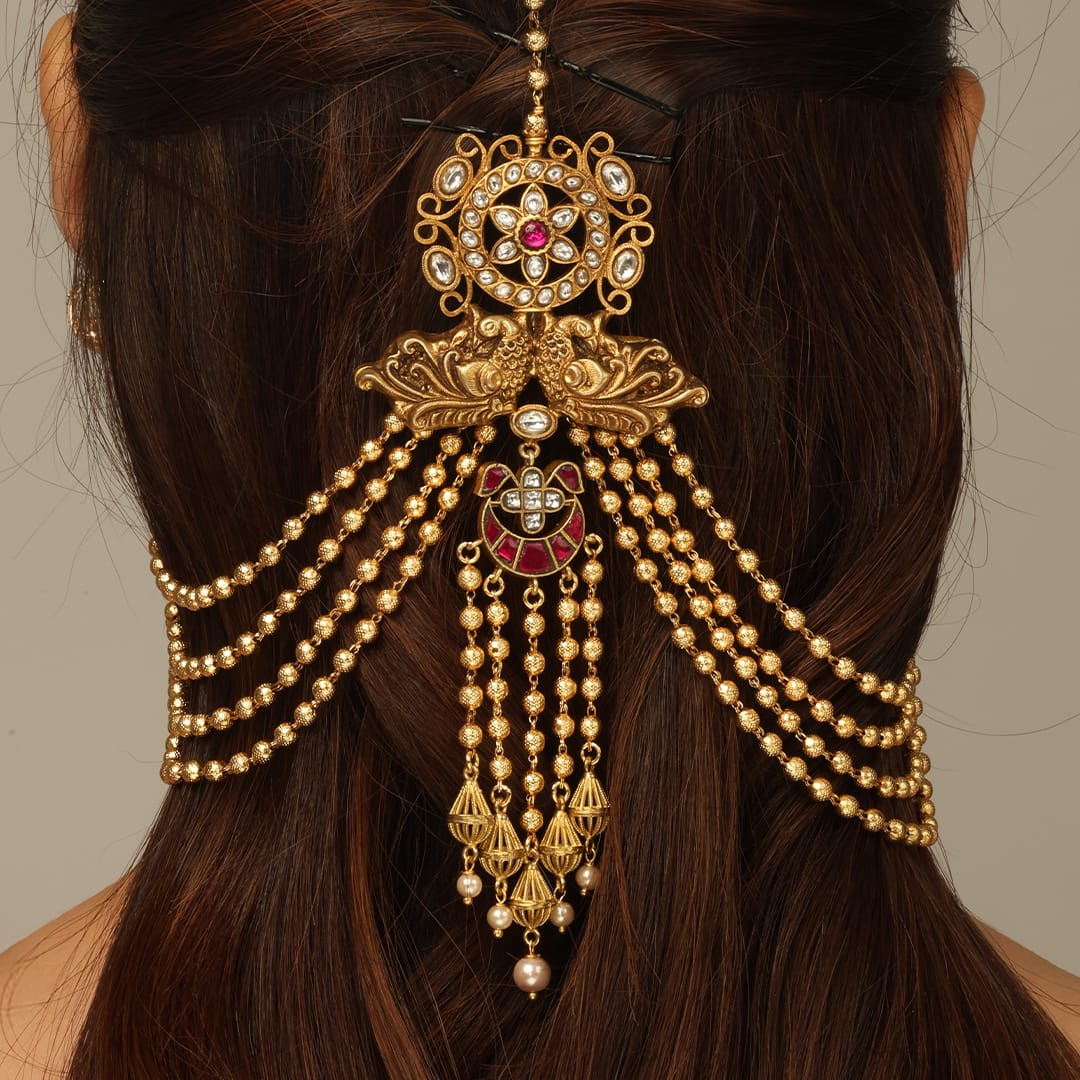 Ravika Hair Brooch With Chain - Image 2