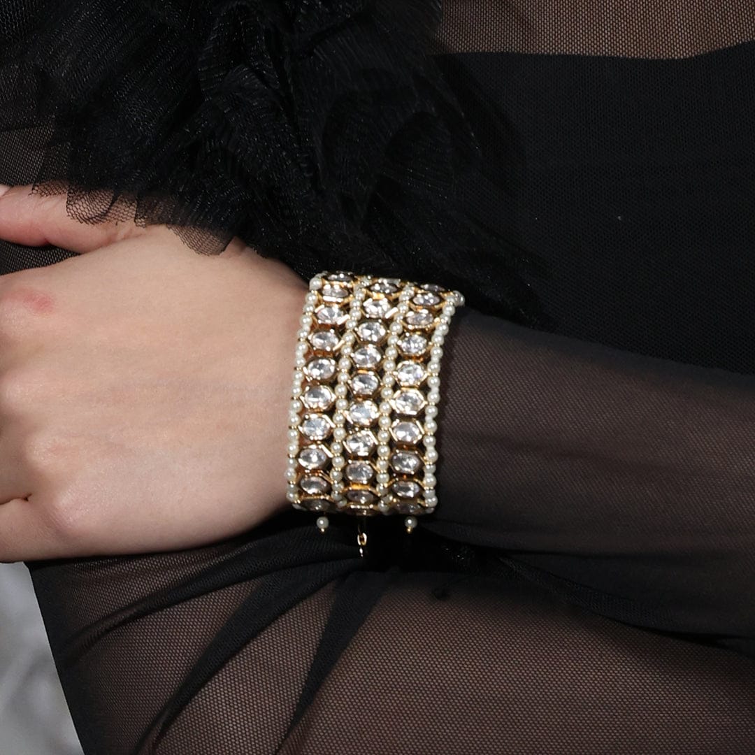 Regal Allure Pearl Mesh Bracelet