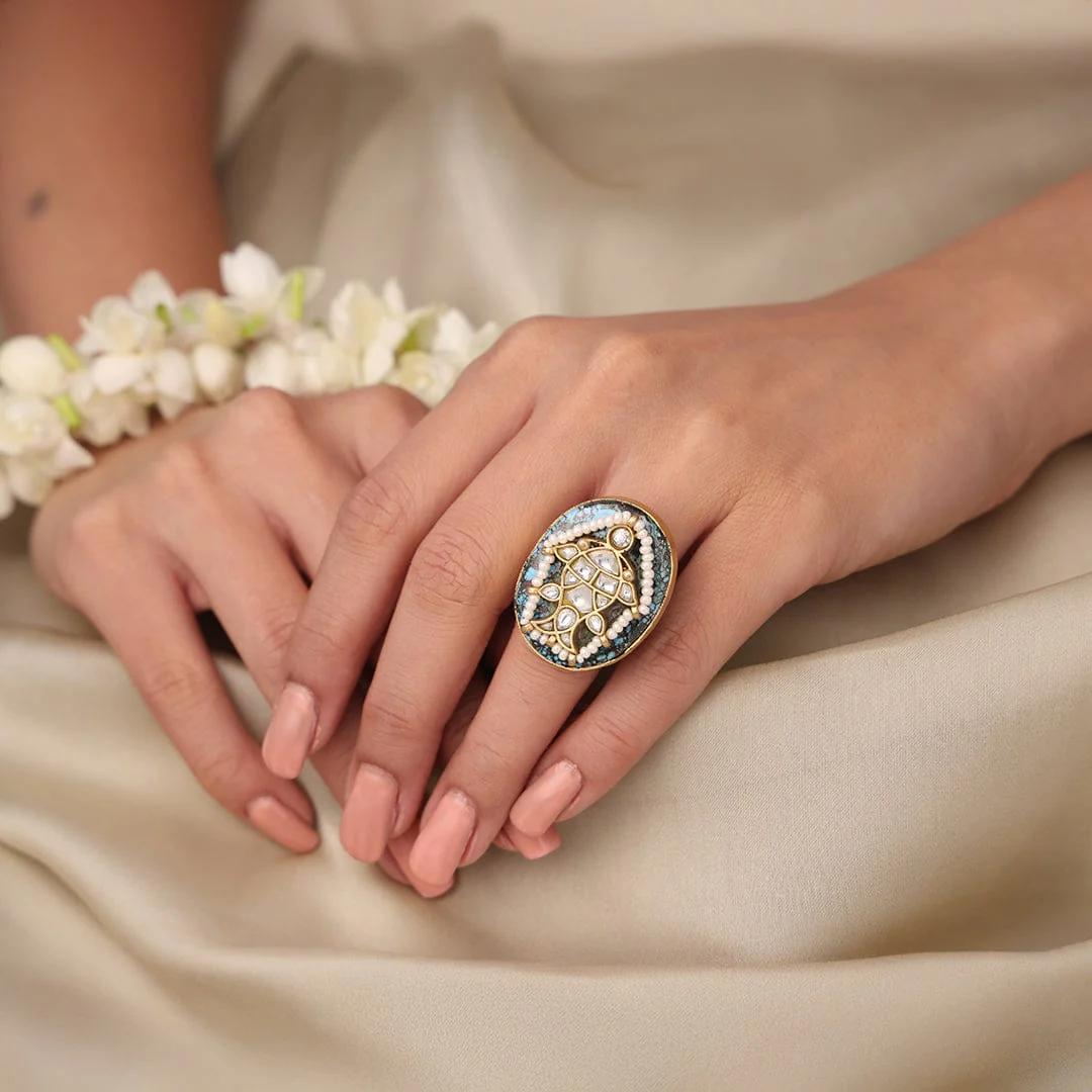 Royal Bloom Enamel Ring - Image 2