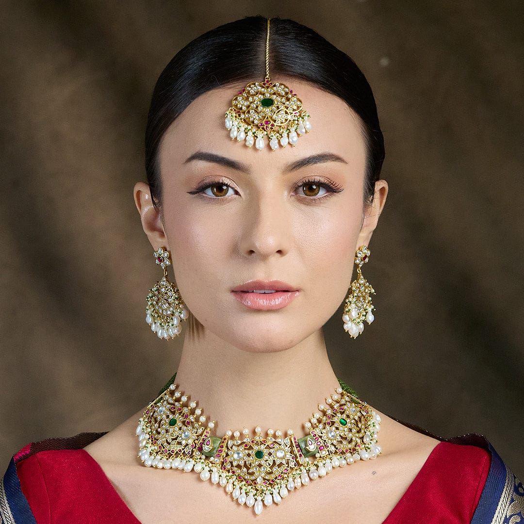 Royal Bloom Kundan Maang Tikka - Image 2