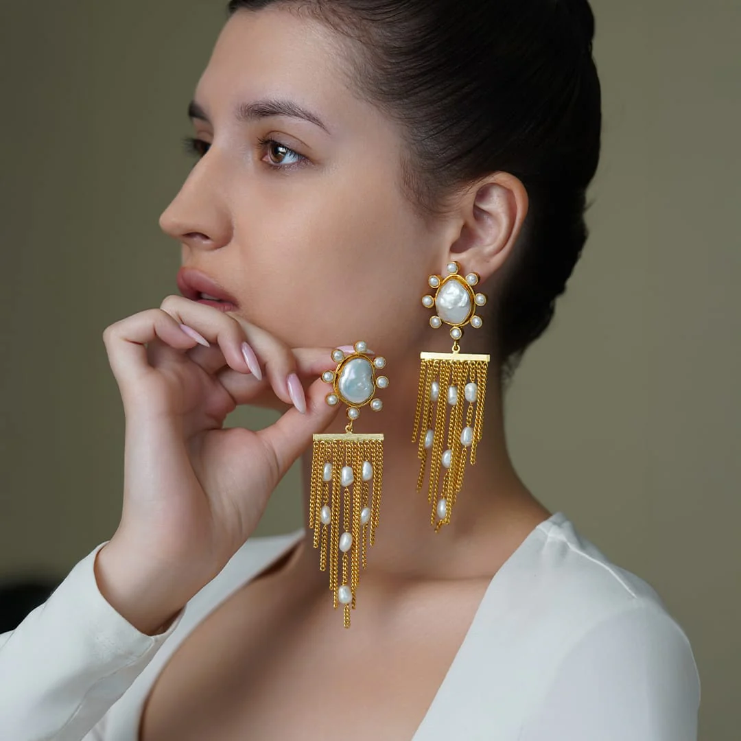 Royal Drape Dangler Drop Earrings - Image 2