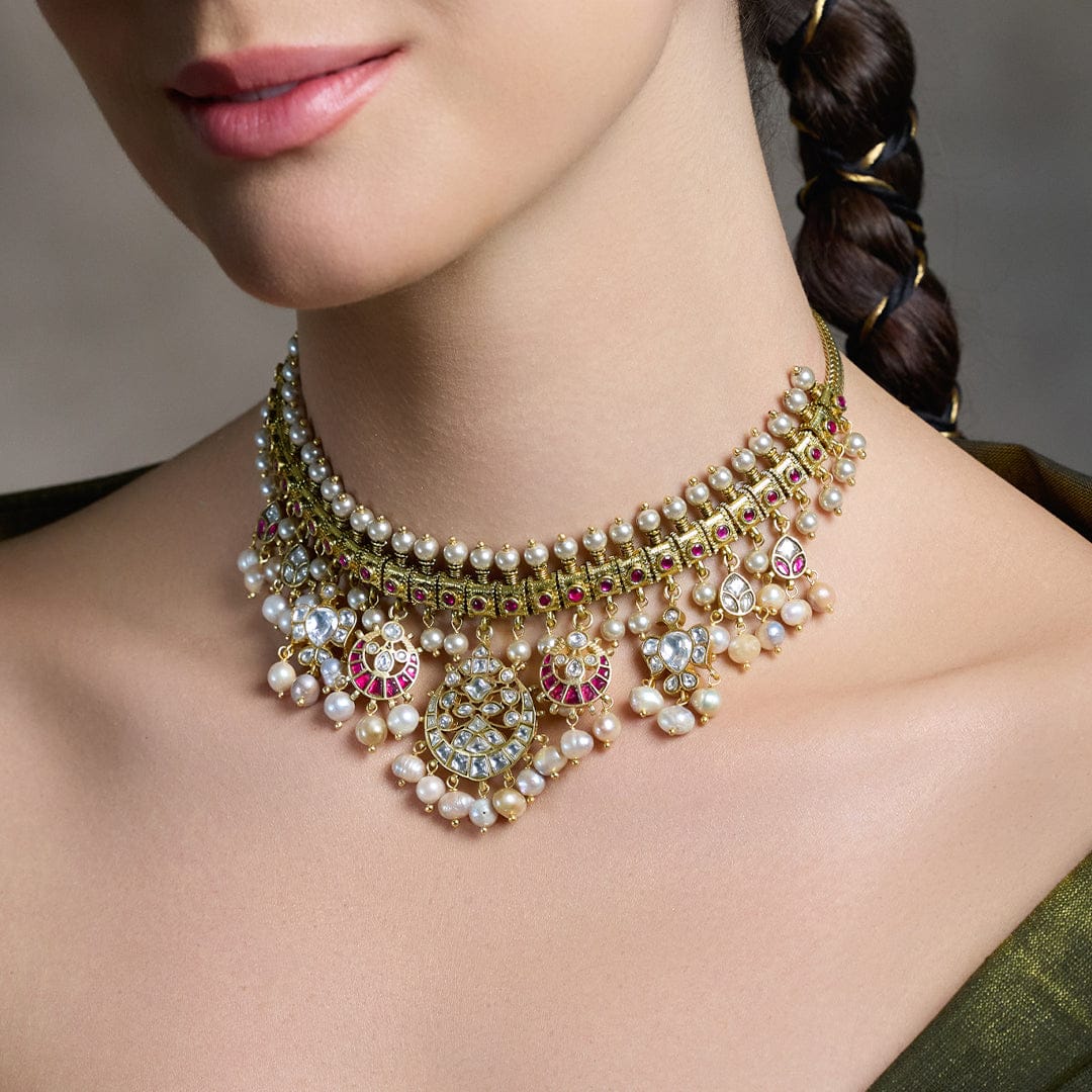 Royal Kundan Golden Necklace set