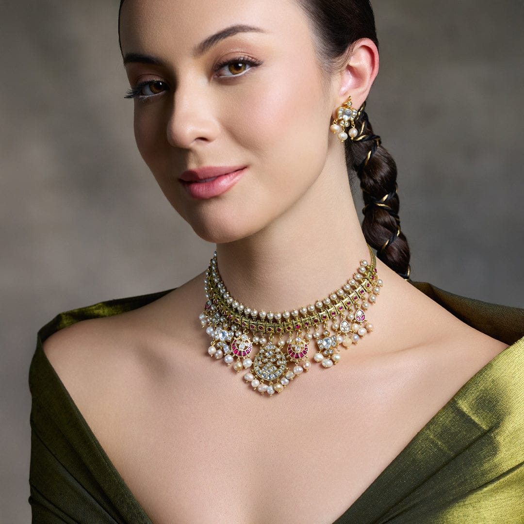 Royal Kundan Golden Necklace set - Image 2