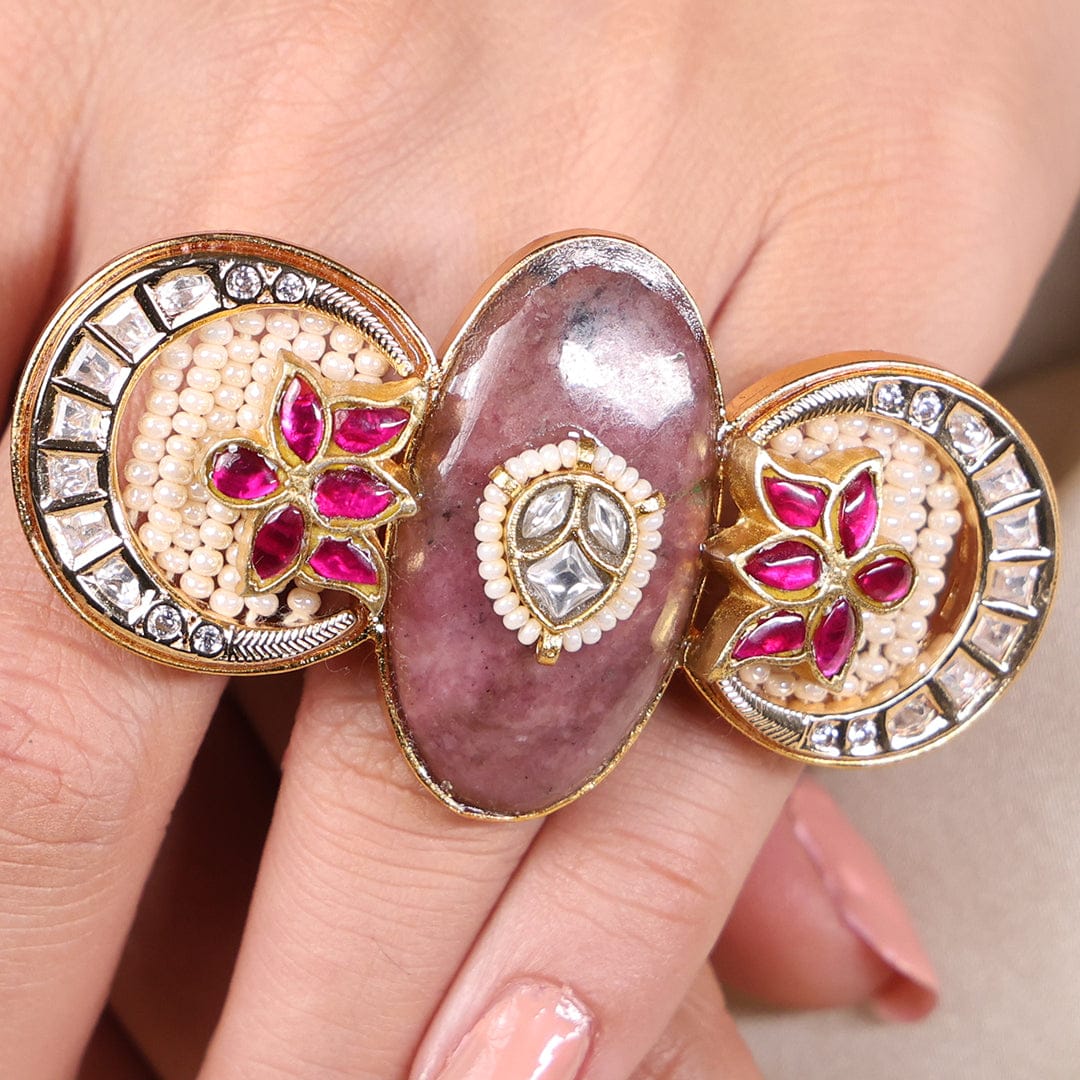 Ruby Blossom Kundan Ring - Image 3