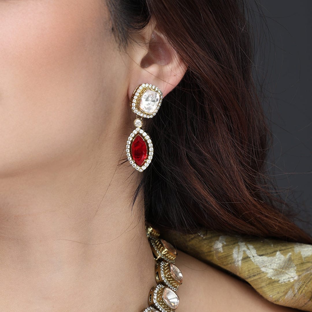 Ruby Teardrop Halo Necklace Set - Image 4