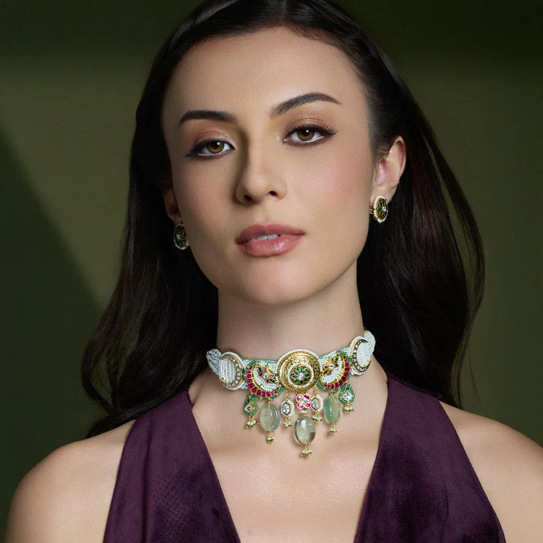 Sankalp Green Kundan Choker set - Image 2