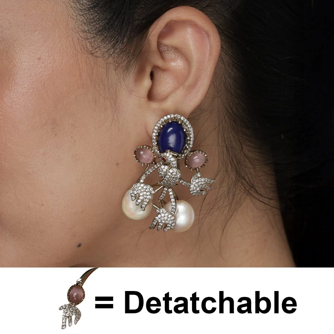 2 in 1 Sapphire Statement Cuff Earrings - Image 4