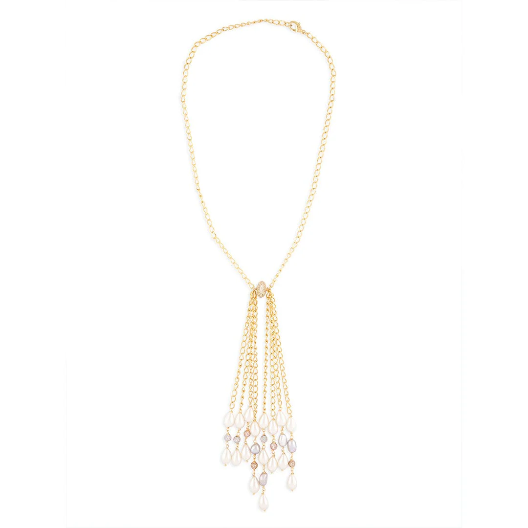 Tasseled Necklace With Multi-Colour Fresh Water Pearls Pearls - Image 4