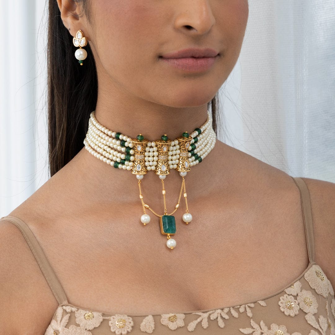 Teardrop Green Nacklace Set