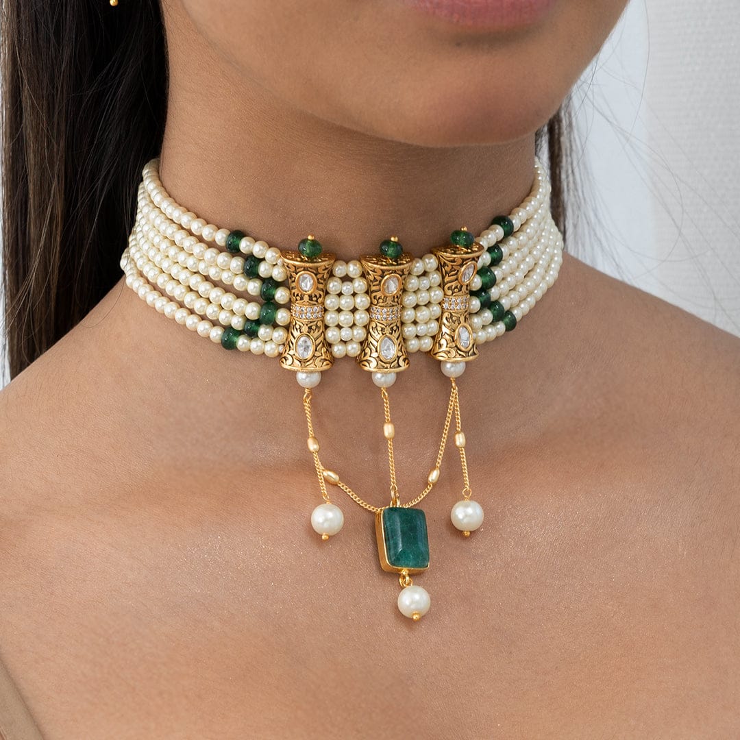 Teardrop Green Nacklace Set - Image 3