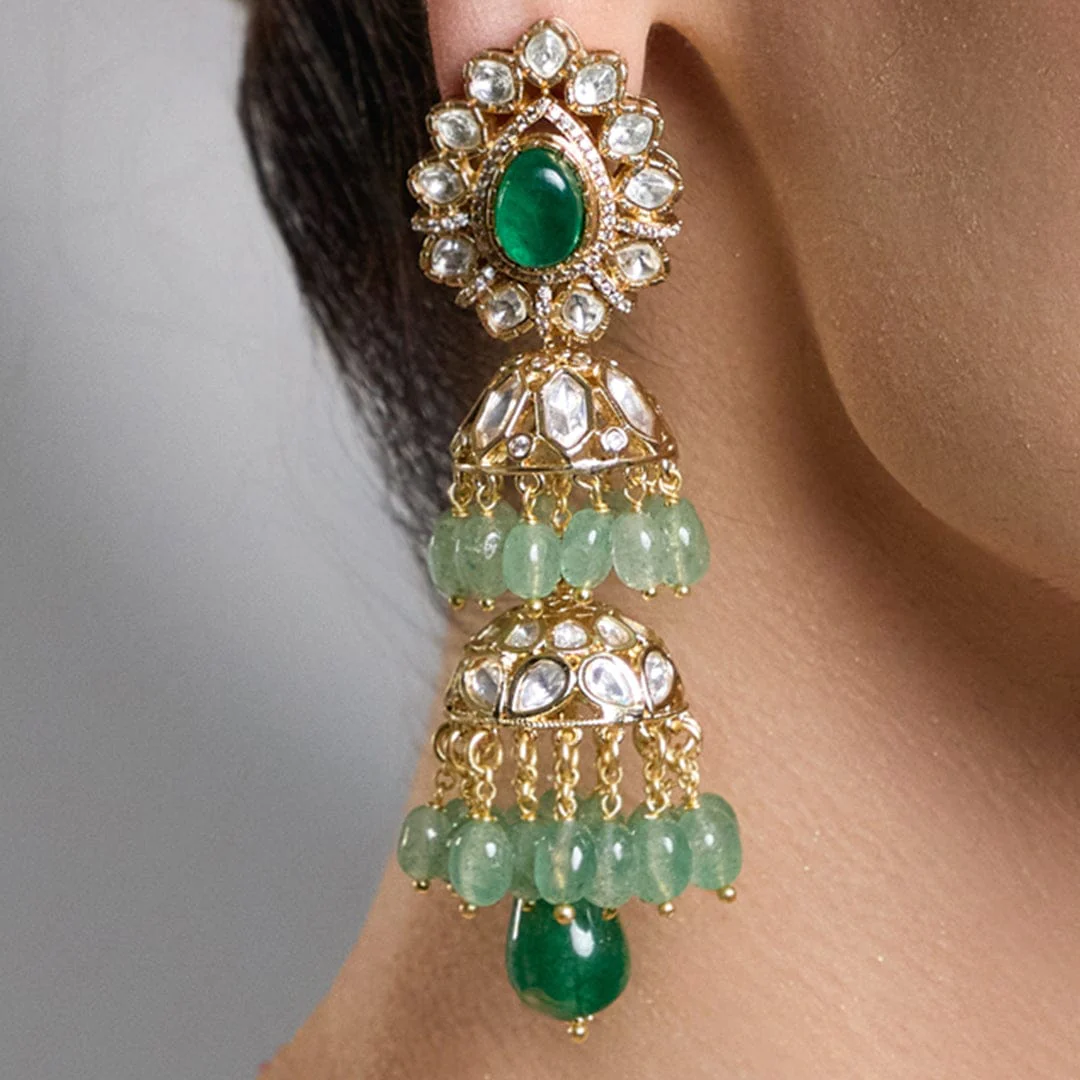 Throne Grace Emerald Long Earrings - Image 3